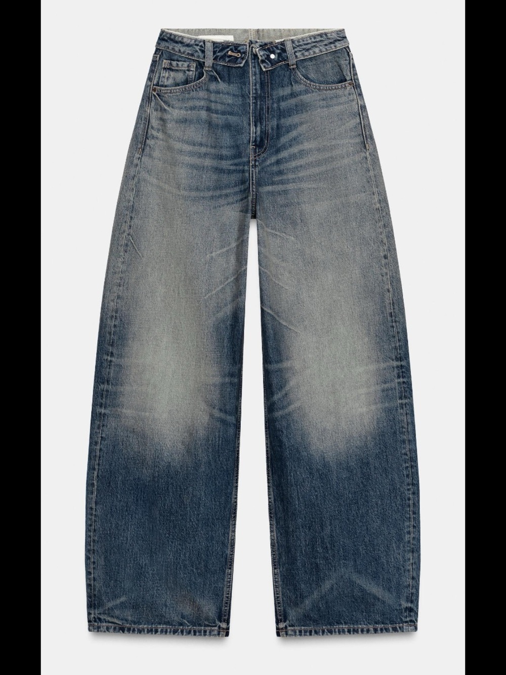 Zara Mid-Rise folded waist jeans